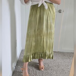 Zara Ruffled Tie Dye Skirt Green